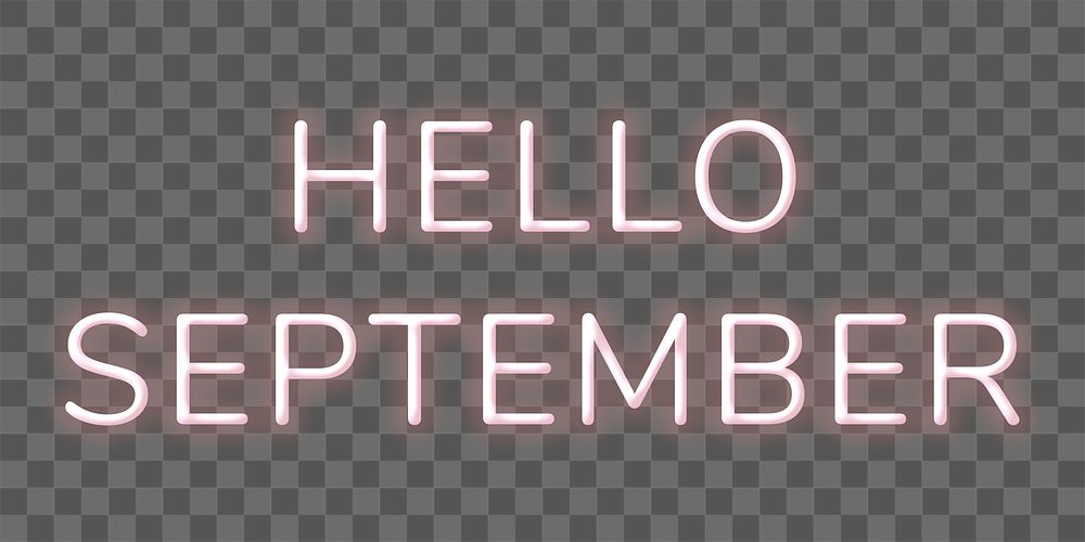 Neon Hello September png typography