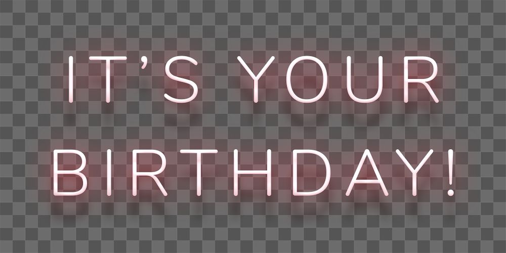 Glowing it's your birthday red neon typography design element