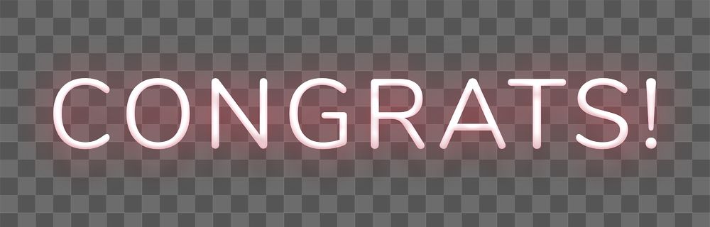Glowing congrats pink neon typography design element