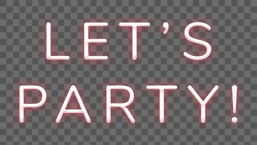 Glowing let's party red neon typography design element