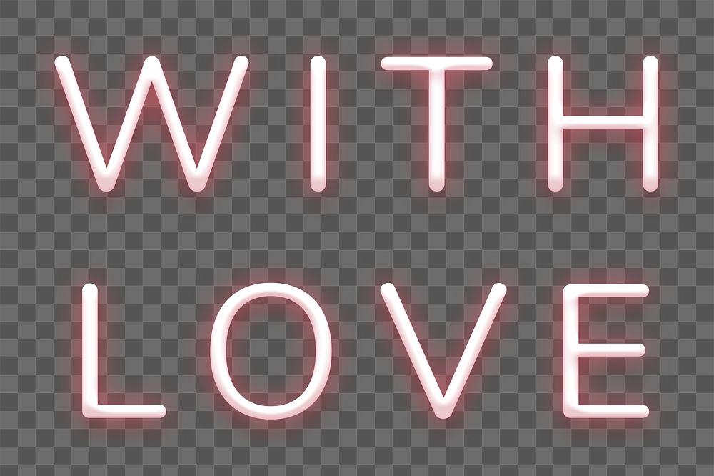 Glowing with love red neon typography design element