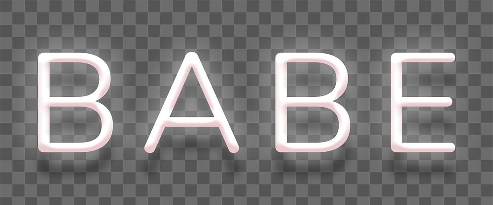 Glowing wneon BABE typography design element