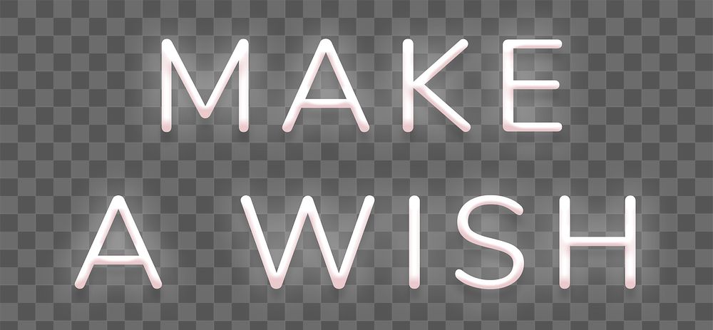 Make a wish neon white text design element