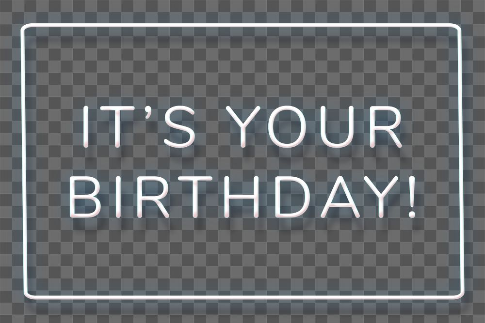 Glowing it's your birthday blue neon typography design element