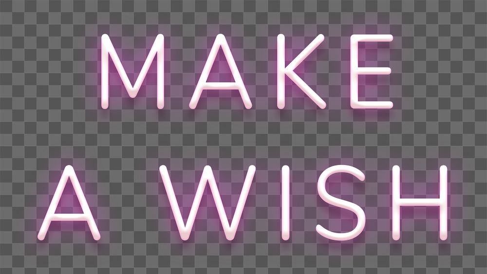 Make a wish neon pink text design element