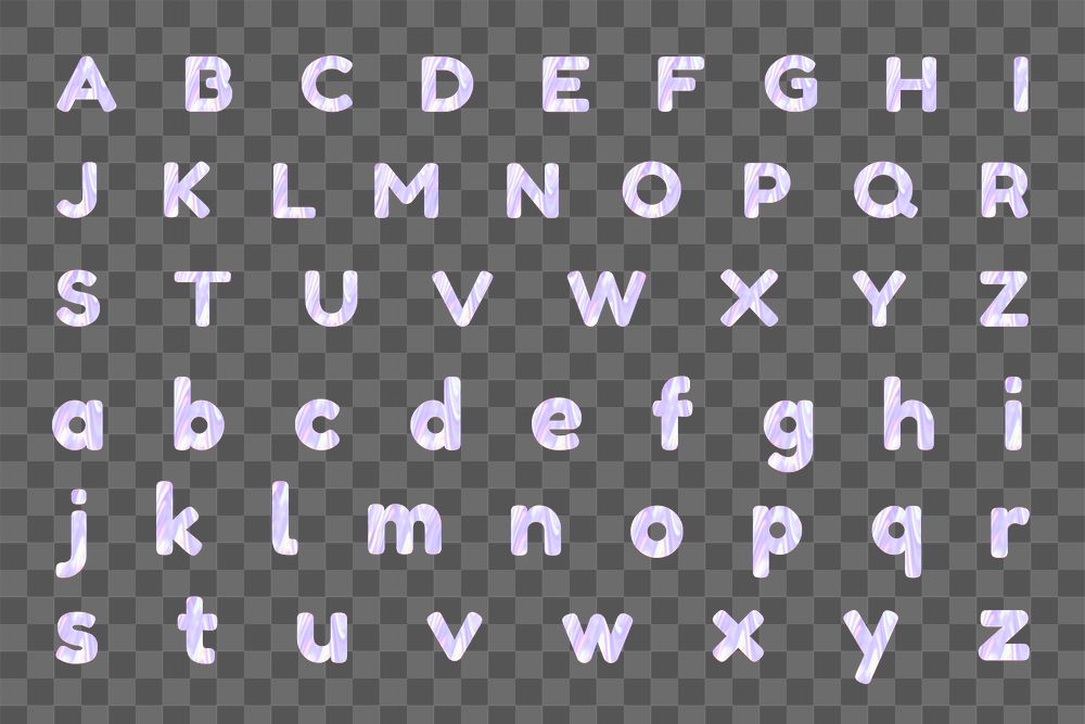 Holographic pastel purple png alphabet sticker collection