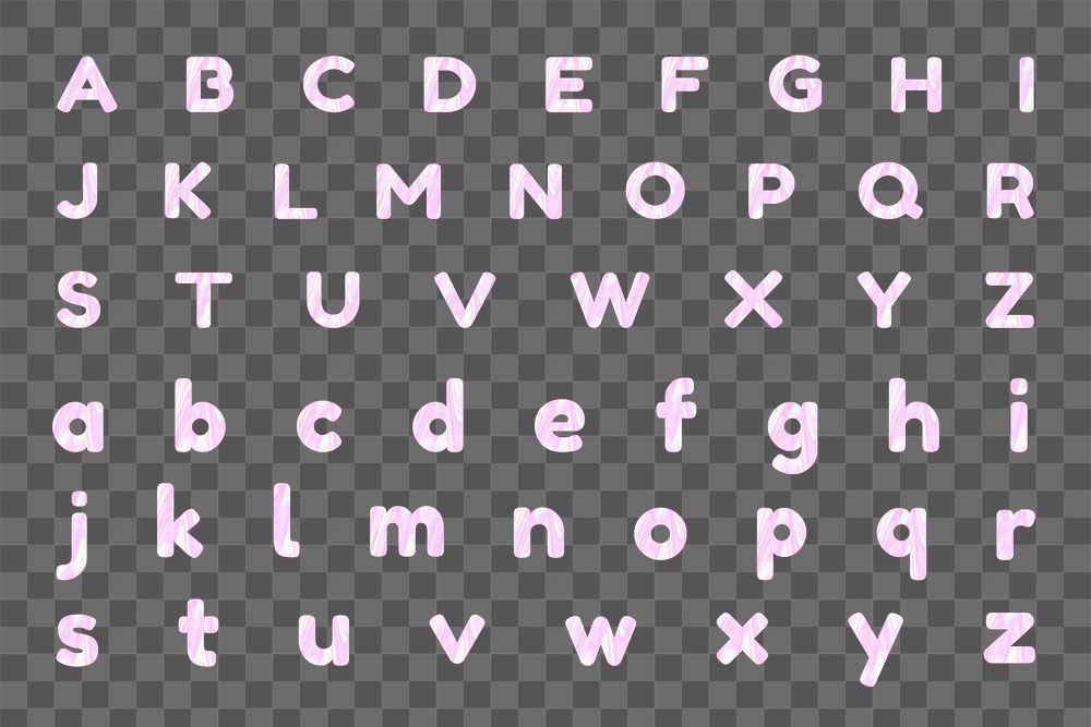 Pastel holographic alphabet png collection
