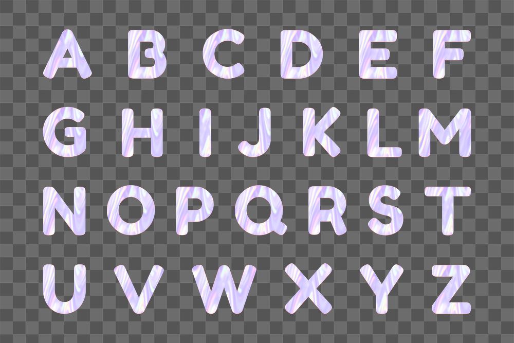 Holographic pastel alphabet sticker png set
