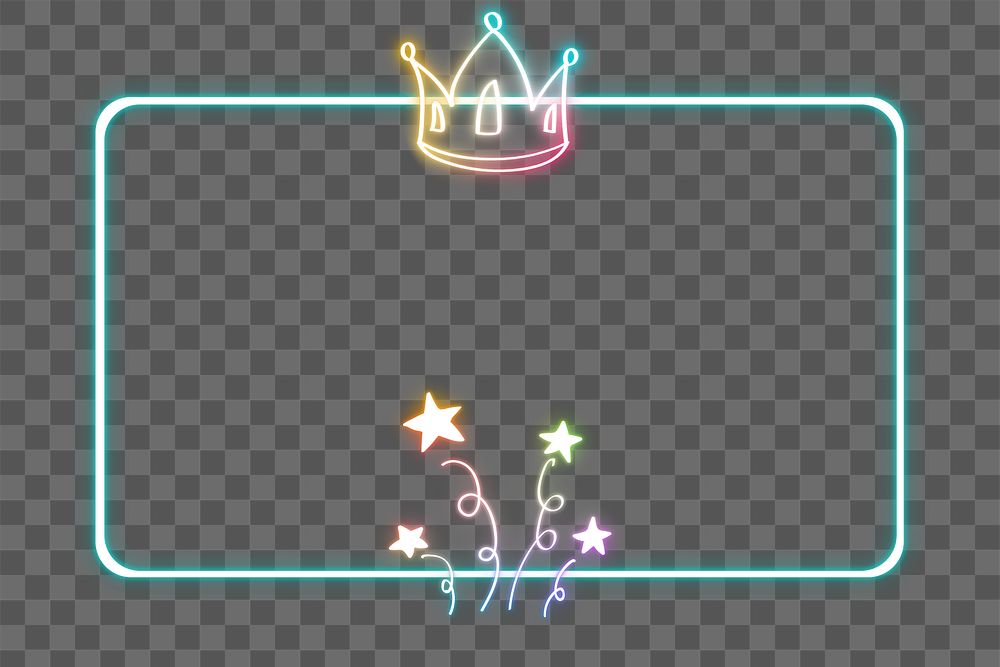 Png Neon frame star crown rainbow doodle
