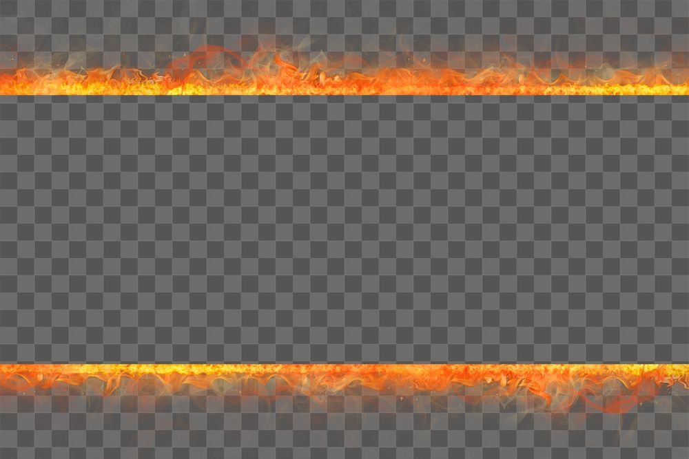 Flame png frame, orange realistic fire transparent image