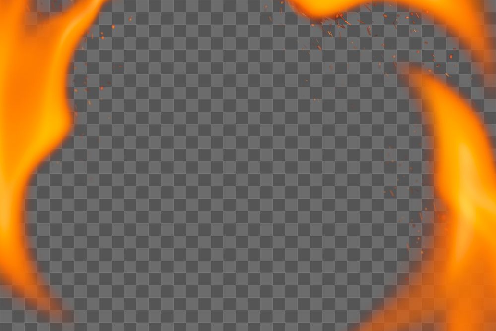 Flame png frame, orange realistic fire transparent image