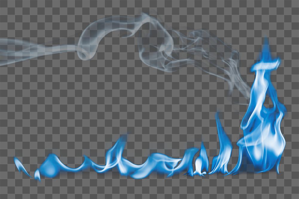 Blue flame png border, realistic fire transparent image