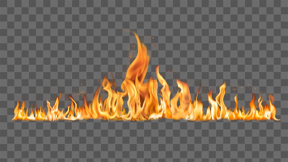 Burning flame png border, realistic fire transparent image