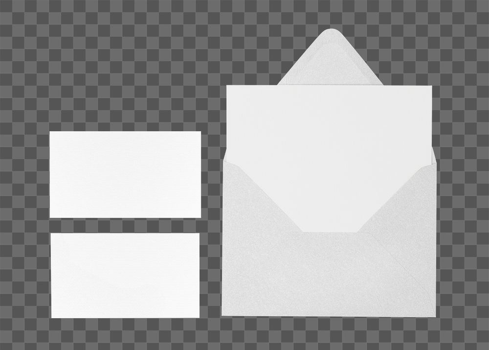 Stationery set png with envelopes, business cards, and letter paper on transparent background