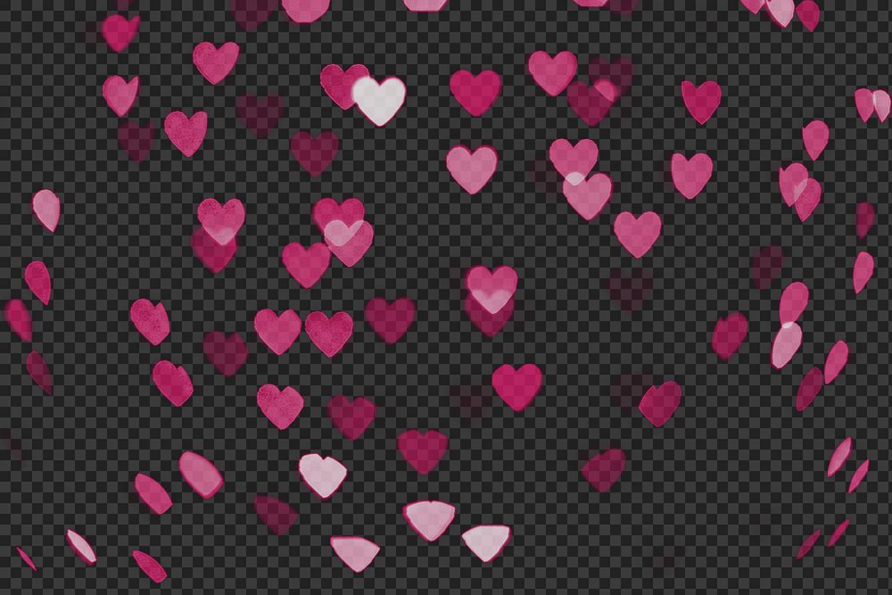 Pink heart glitter star png bokeh sequin confetti on transparent background