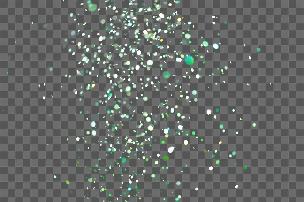 Green glitterpng bokeh overlay sequin confetti on transparent background