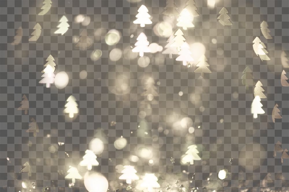 Gold glitter Christmas tree png bokeh overlay sequin confetti on transparent background
