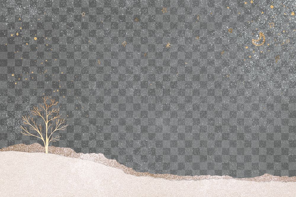Winter png border, transparent background, glitter design