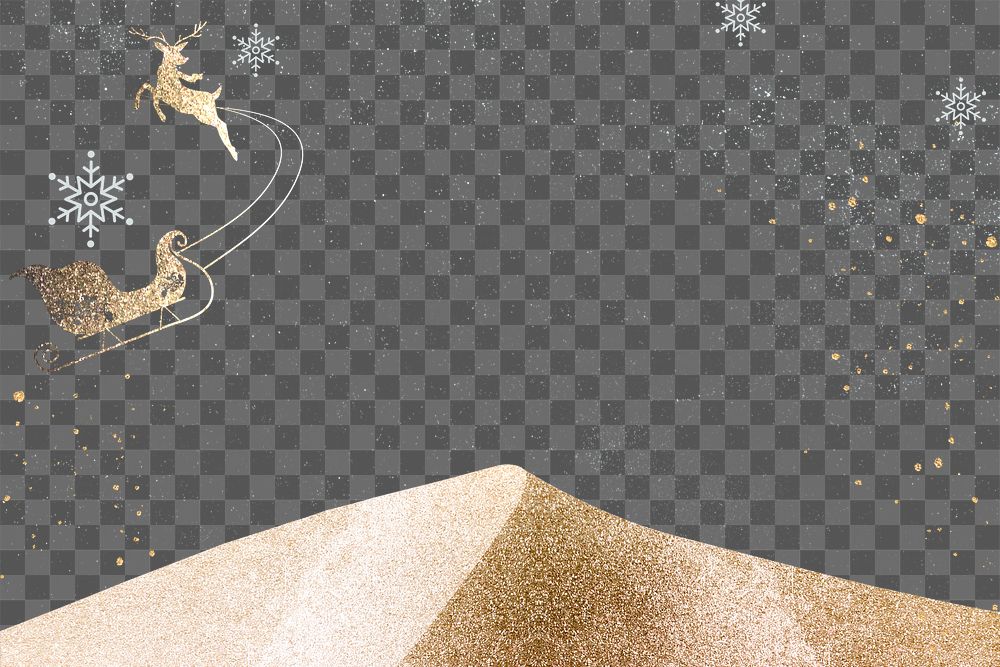 Christmas png transparent background, gold glitter design