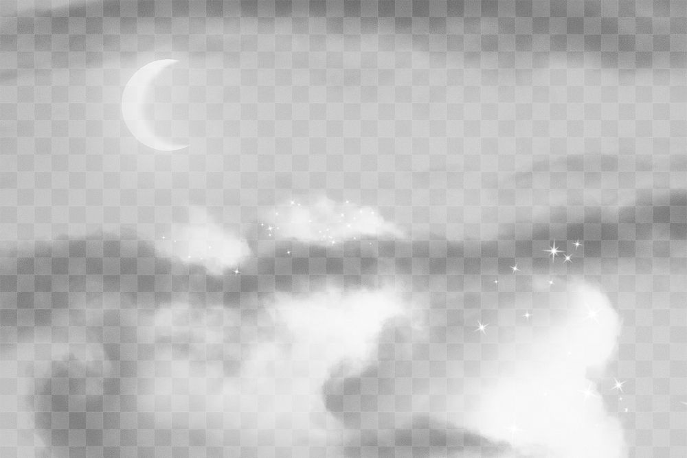 Cloudy sky background png, aesthetic moon transparent design