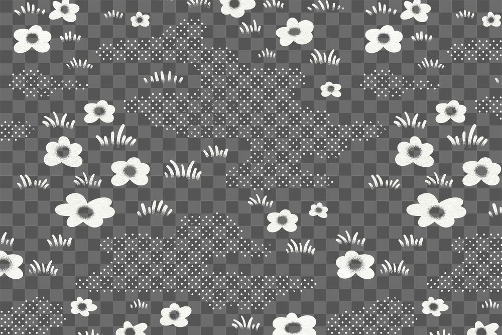 White flower png pattern, transparent background, nature design