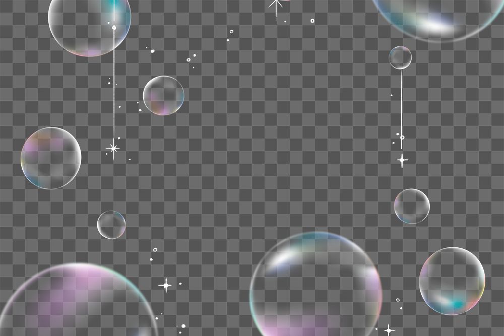 Soap bubble png frame, holographic design on transparent background 