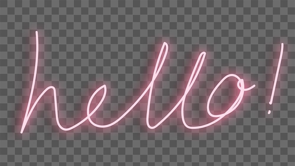 Hello neon sign on a brick wall design element 