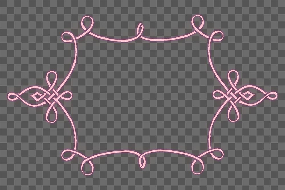 Pink filigree frame border png