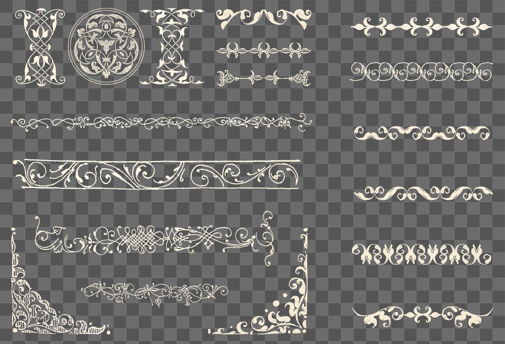 Png gold filigree frame and divider transparent background, remix from The Model Book of Calligraphy Joris Hoefnagel and…