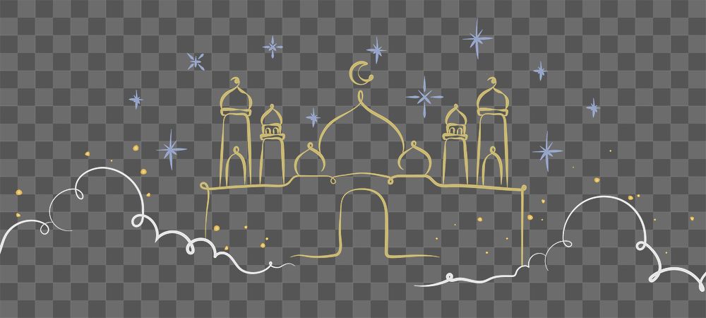 Png gold islamic architecture in doodle style