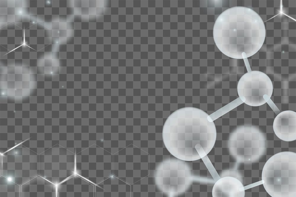 Molecular background nanotechnology png border in white with blank space