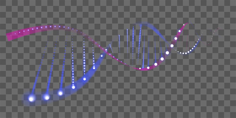 DNA genetic biotechnology science png purple neon graphic