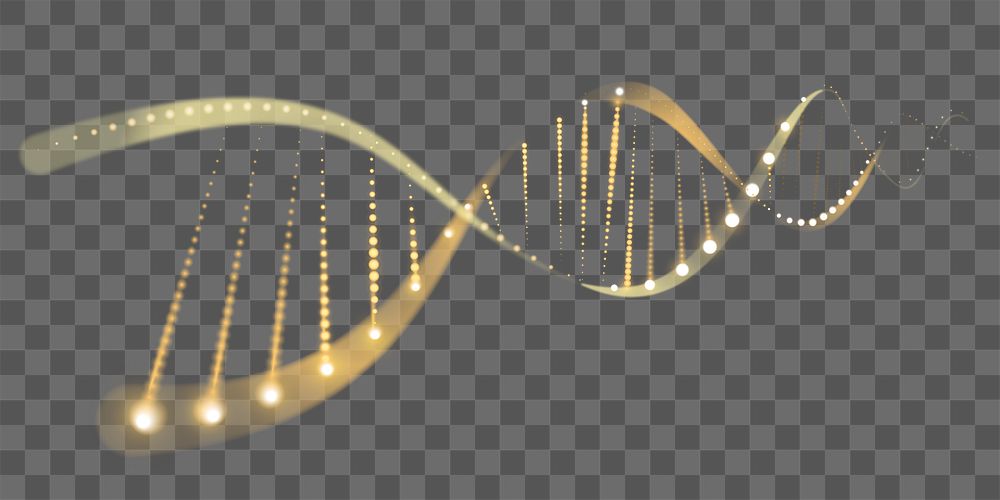 DNA genetic biotechnology science png gold neon graphic