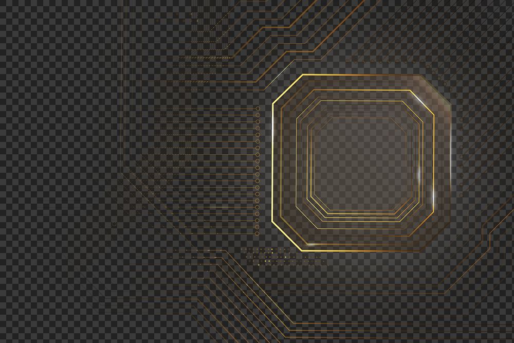 Motherboard circuit technology background png in gold