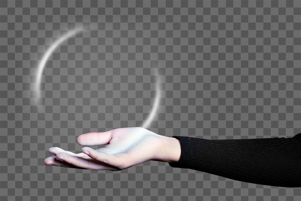 Hand gesture png mockup presenting on an invisible object