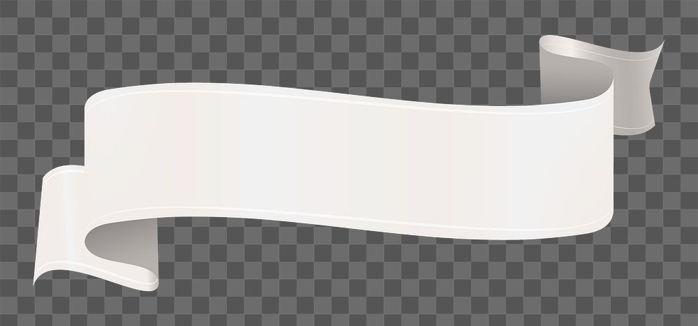 PNG Ribbon sticker, white banner on transparent background