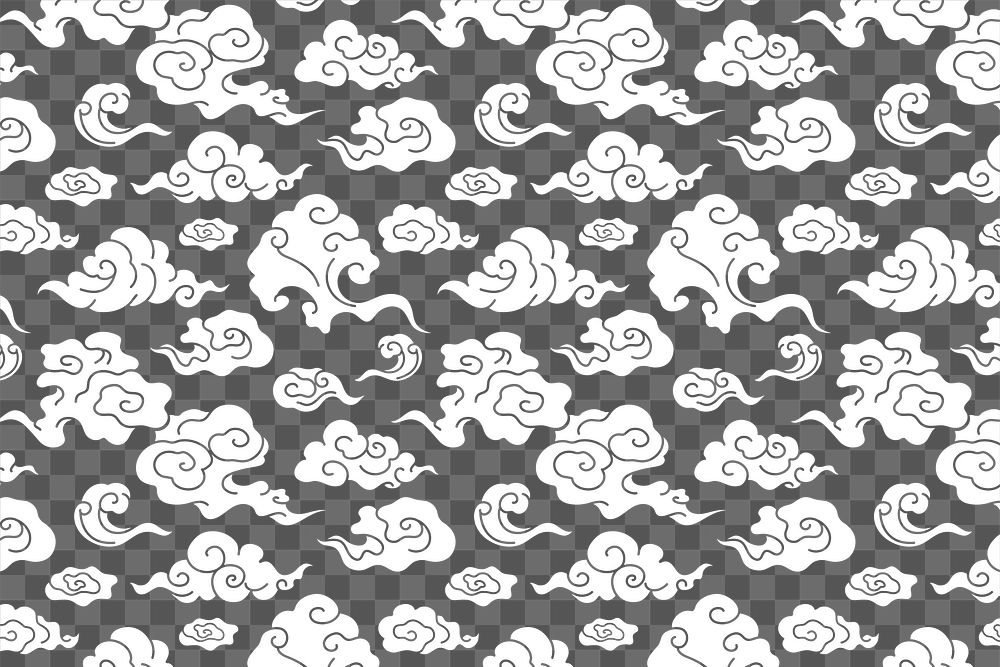 Cloud png pattern background wallpaper, white traditional sticker illustration