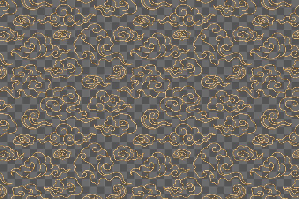 Cloud png pattern background wallpaper, gold oriental sticker illustration