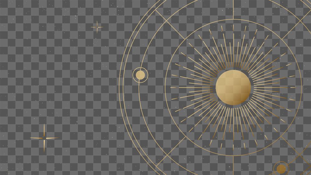 Celestial sun png background, gold aesthetic galaxy illustration transparent design