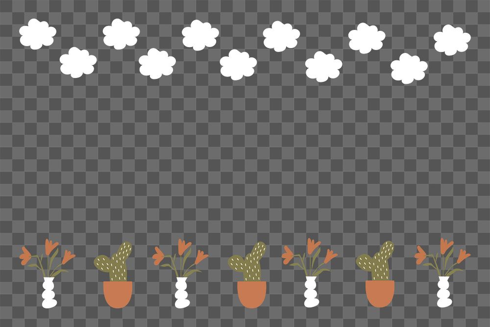 Plant border background png, cute doodle illustration in earth tone