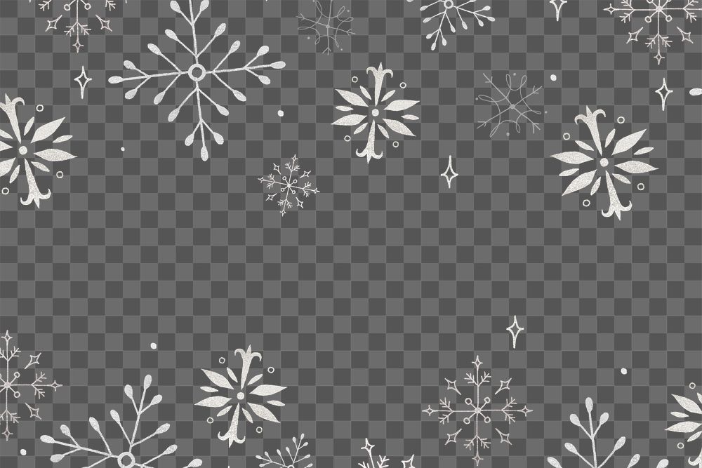 Snowflake frame png, transparent Christmas background, winter holidays illustration