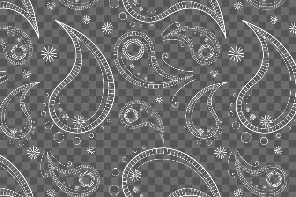 Aesthetic paisley background png, white henna pattern, simple design