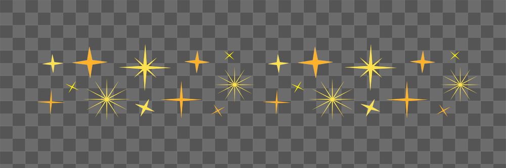 Sparkling star png border, gold festive glittering pattern sticker