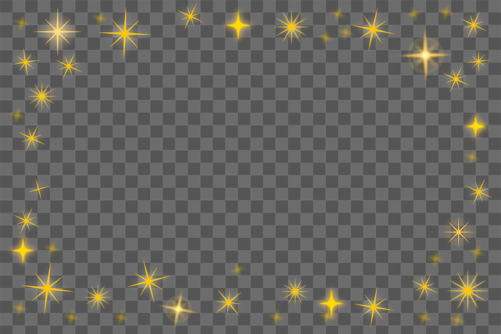 Star png frame, simple sparkling gold sticker, festive design on transparent background