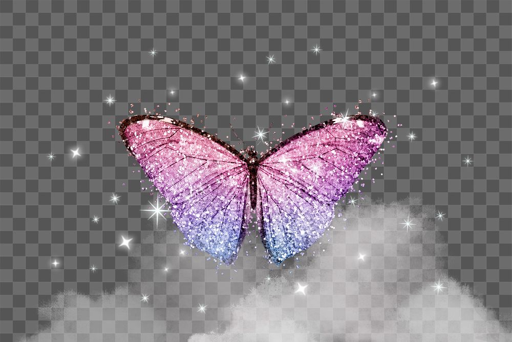 Aesthetic butterfly png sticker, beautiful holographic design on transparent background