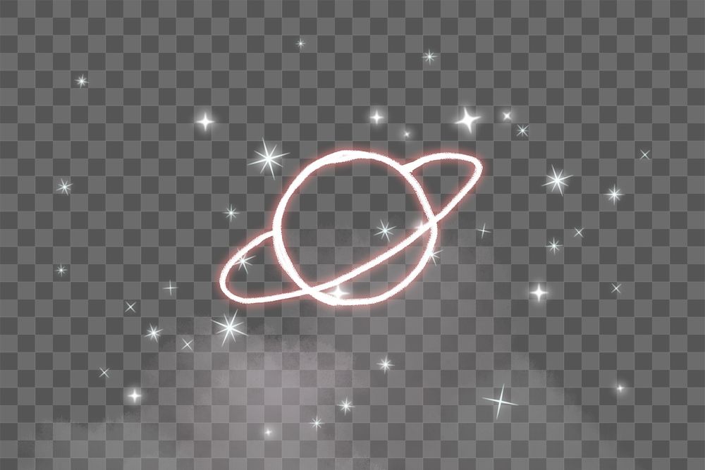Saturn doodle png sticker, beautiful starry galaxy design on transparent background
