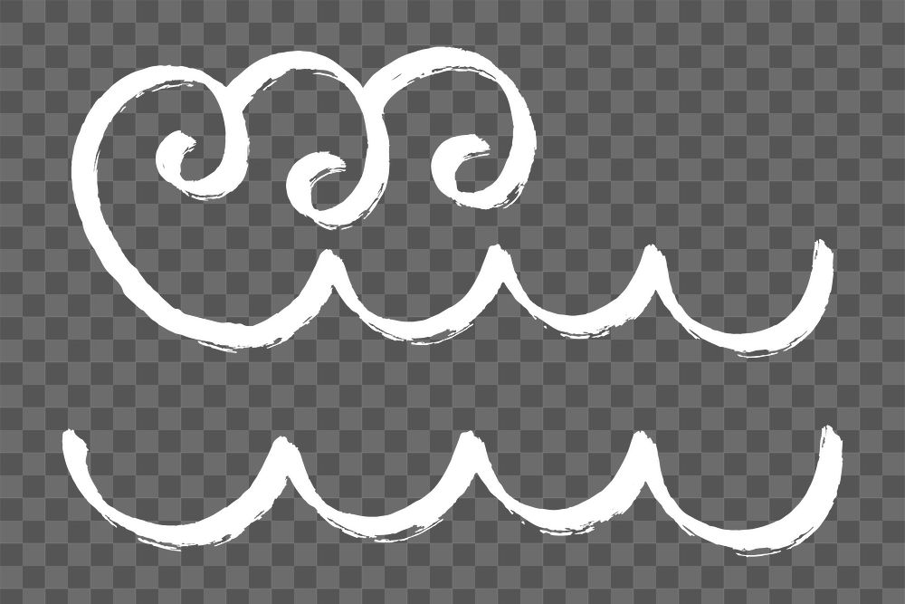 Waves doodle png sticker, cute divider drawing design transparent background