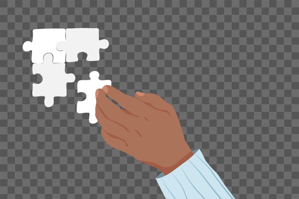 Hand holing jigsaw png sticker, business graphic