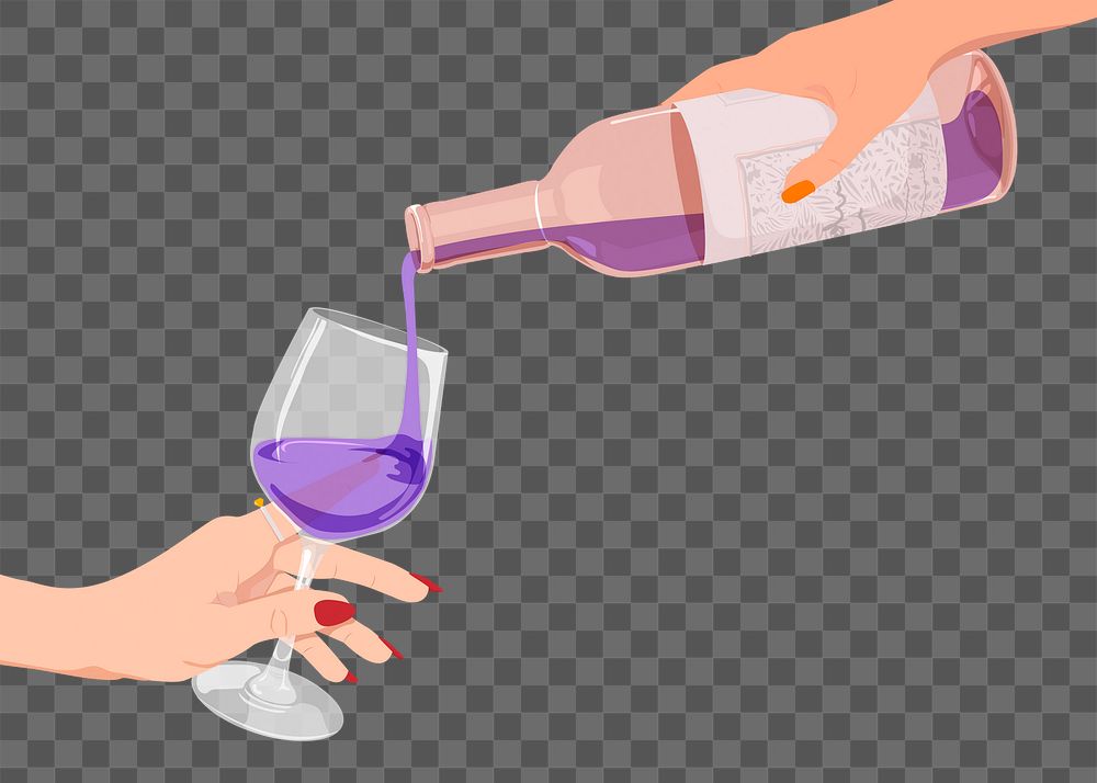 Party sticker png, pouring wine, celebration illustration design