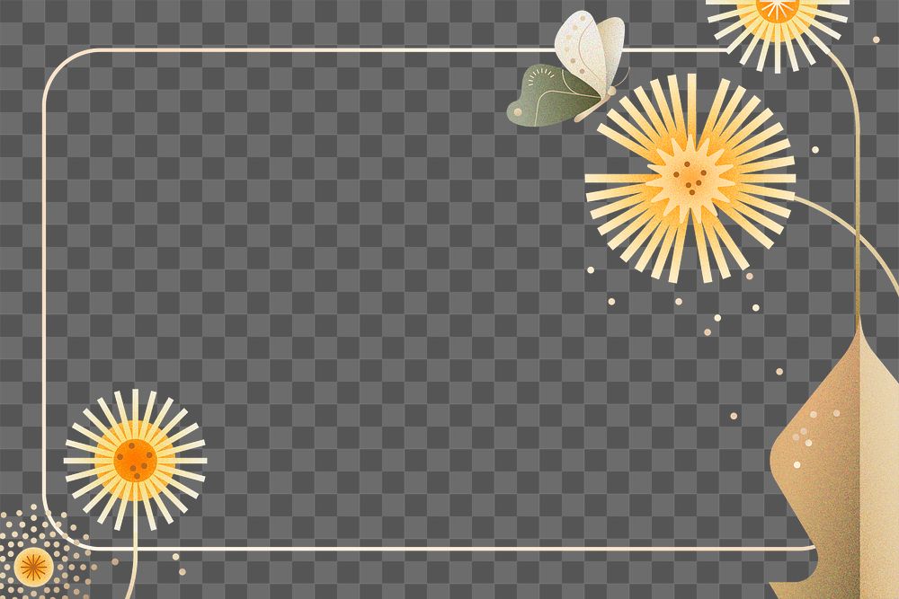 Yellow flower frame png, aesthetic floral design, transparent background